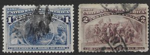 US #230-231 used. Columbian Exposition 1893.  Great Stamps.