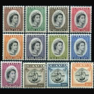 GRENADA 1953 - Scott# 171-82 Queen Birthday 1/2c-$1.5 LH