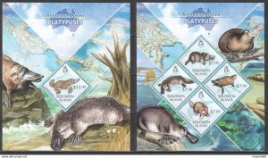 2013 Solomon Islands Australian Fauna Platypuses #1942-46 1+1 ** Ls086