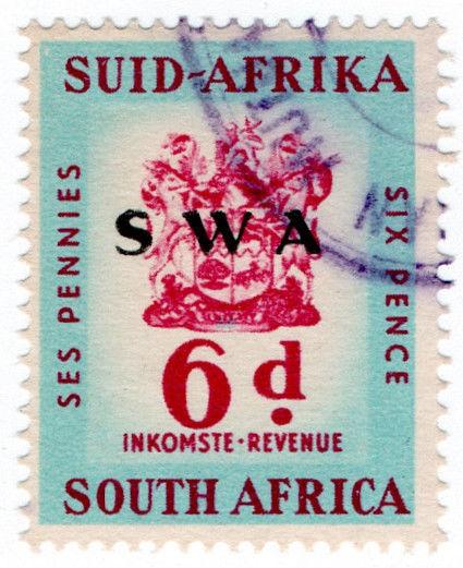 (I.B) South-West Africa Revenue : Duty Stamp 6d