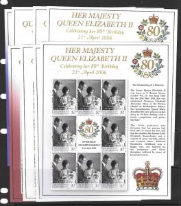 ST.VINCENT SG5529/36 2006 80th BIRTHDAY OF QUEEN ELIZABETH SHEETLETS MNH 