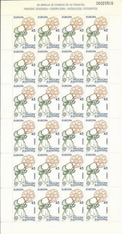 Andorra, Spanish - 1986 Europa - Set of 2 24 Stamp Sheets #173-4