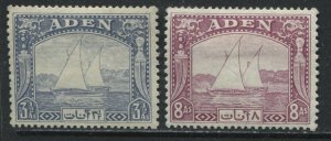 Aden 1937 3 1/2 and 8 annas mint o.g, hinged