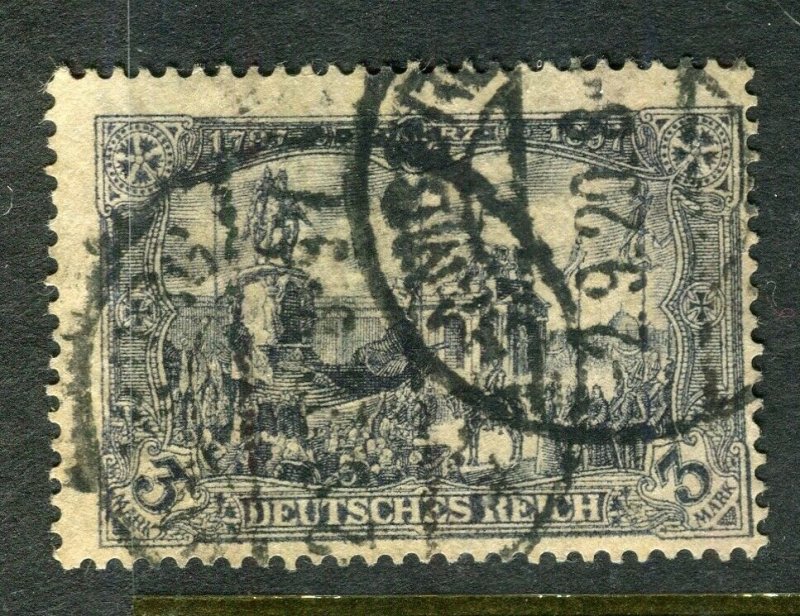 GERMANY; 1906-11 early Deutsches Reich high value 3M. used fair Postmark