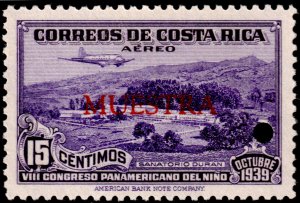 ✔️ COSTA RICA 1940 DURAN CLINIC WITHOUT OVERPRINT - SPECIMEN PUNCH SC. C47 [6.5]