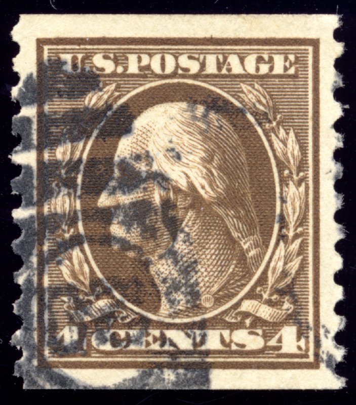 US 446 4c 1914 George Washington perf 10 flat plate coil PSAG grade 90 used