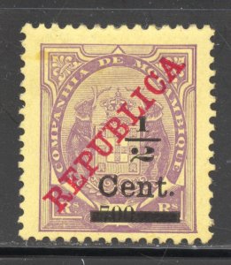 Mozambique Company Scott 105 Unused HOG - 1918 REPUBLICA O/P Surcharged