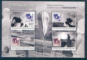 CENTRAL AFRICA  2012 ROSSICA 2013 STAMP ON STAMP BALLOON MOTIF SHEET  MINT NH