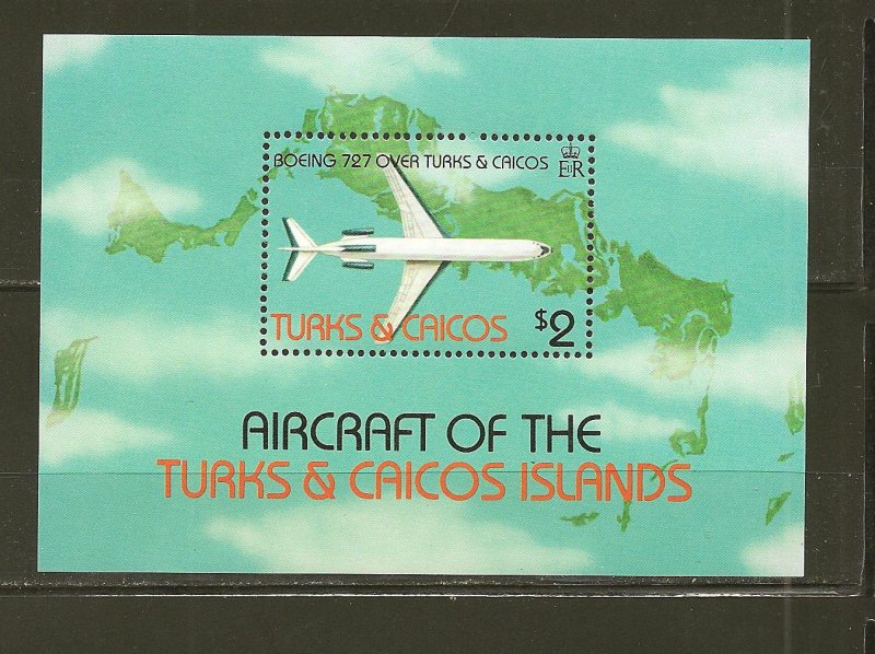 Turks and Caicos Islands 539 Boeing 727 $2 Souvenir Sheet  MNH