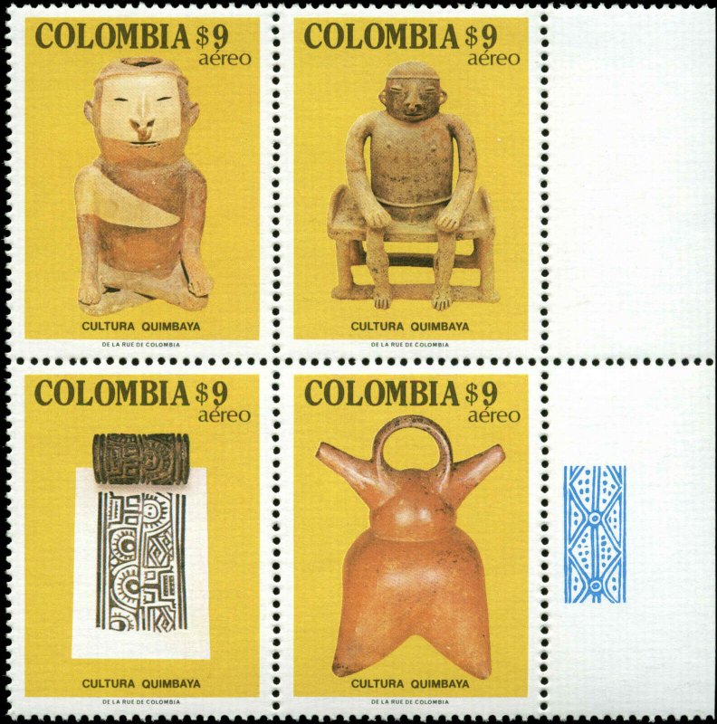 Colombia Scott #C710f Margin Block of 4  Mint Never Hinged