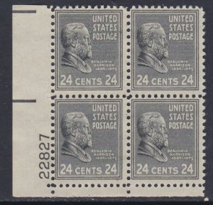 828 Benjamin Harrison Plate Block MNH