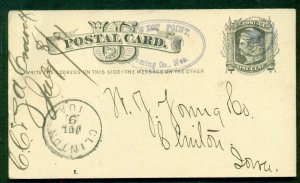 1891, West Point, Cuming Co., Nebraska and Fancy star cancel on 1¢ postal card,