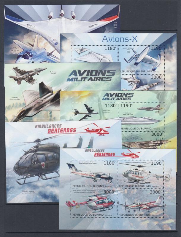 Burundi Sc 1241-1290 MNH. 2012 Transportation & Space, set of 50 souvenir sheets