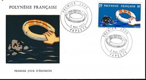 French Polynesia 1974 Animal Rescue Society 21fr.  Scott 277 on First Day Cover.