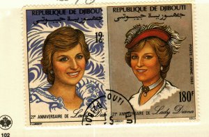 Djibouti #C158-9 used Princess Diana