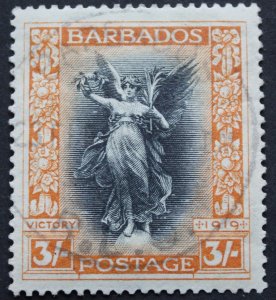 Barbados 1920 Victory Three Shillings SG 211 used