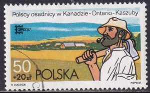 Poland 1987 Sc B145 Polish Immigrant Settling In Kasubia Ontario Stamp CTO