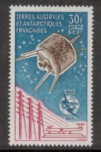 FRENCH ANTARCTIC 1965 30fr ITU Anniversary; Scott C8, Yvert 9; MNH