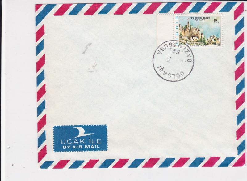 cyprus 1977 buildings air mail stamps cover ref 21190