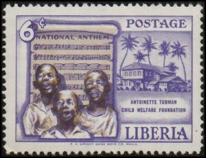 Liberia 366 - Mint-H - 6c Children Singing / Welfare Home (1957)