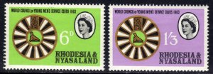 Rhodesia & Nyasaland 1963 QE2 Set World Council Umm SG 48 - 49 ( H198 )