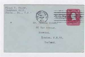philadelphia 1927 stamps cover to england  ref 13285