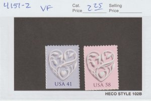Scott# 4151-2 2007 41c/58c Wedding Hearts Issue VF MNH