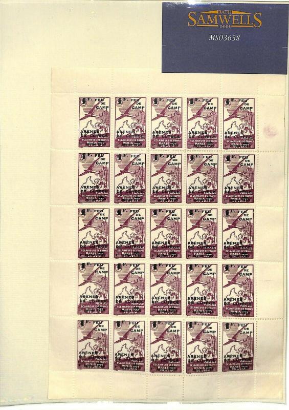 FRANCE Scouts Stamps Overprints Sheet x25 1939 {samwells-cover} MS3638