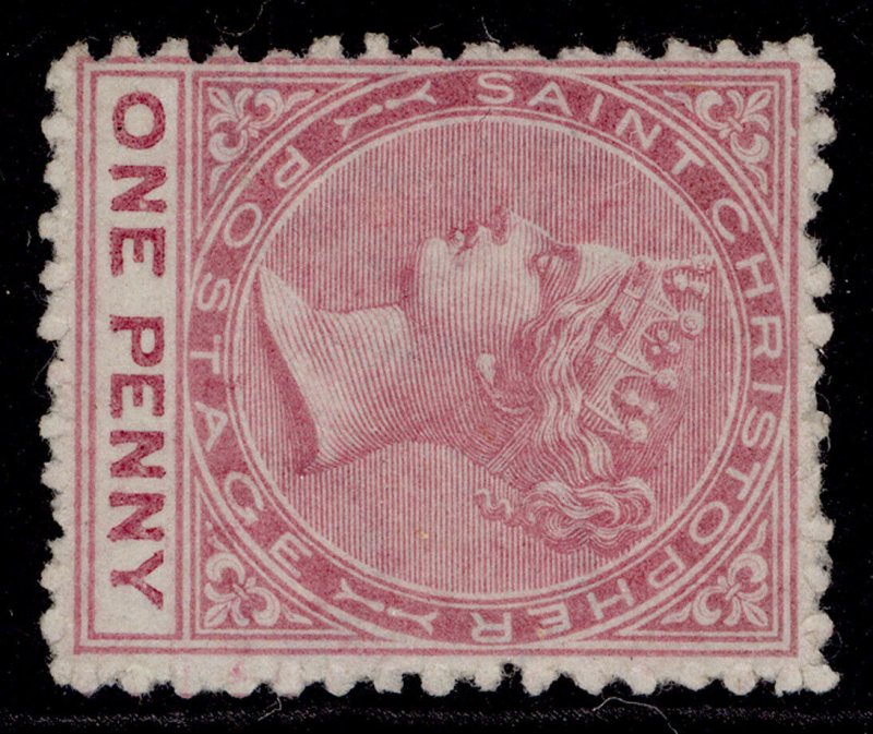 ST KITTS - St Christopher QV SG1a, 1d dull rose, UNUSED. Cat £225. WMK SIDE CERT