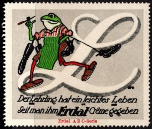 Vintage Germany Poster Erdal ABC Letter Series Frogs The Apprentice Has Had