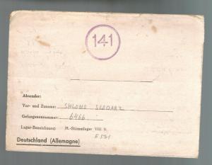 1943 Germany England Army POW Camp Letter Cover Stalag 8B to Palestine Judaica