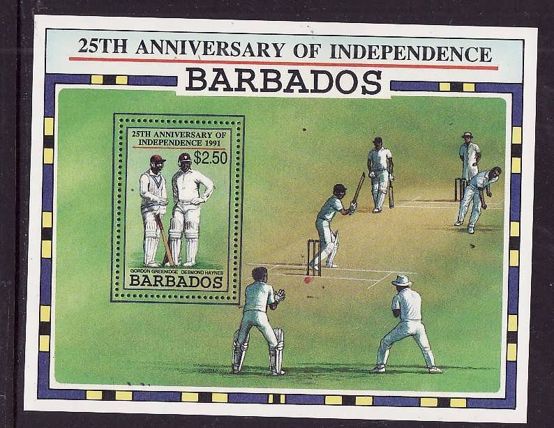 Barbados-Sc#817-unused NH sheet-Sports-Cricket-1991-