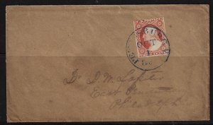 US 1850s Sc 11 BROWNISH CARMINE WITH ONE LINE RECUT UPPER LEFT TRIANGLE TIED