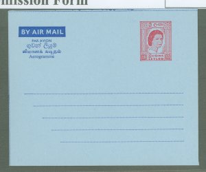 Ceylon  1966 50c red on light blue