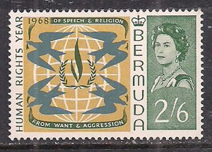 Bermuda 1968 QE2 2/6d Human Right Year SG 215 MNH ( A789 )