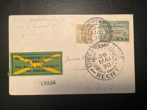 1930 Brazil LZ 127 Graf Zeppelin Lindbergh Postcard Cover to Findley Lake NY USA