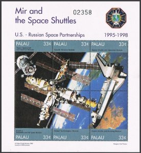 Palau 480 af,481-484 sheets, MNH. MIR Space Station, 1999. Astronauts,Cosmonauts