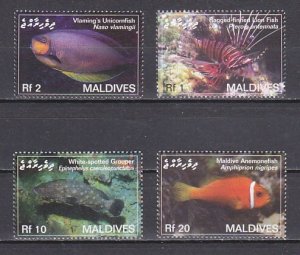 Maldives, Scott cat. 2909-2912. Various Fish issue.