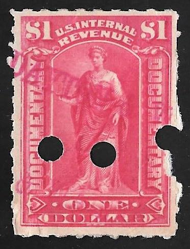 R182 1 Dollar SUPERB Cancel Documentary Commerce Stamps used VF