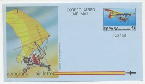 Postal stationery Spain 1985 Motor hang glider