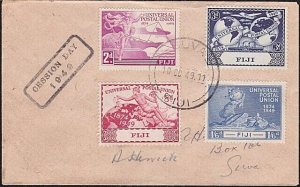 FIJI 1949 UPU set on FDC ex Suva - CESSION DAY handstamp...................A7856