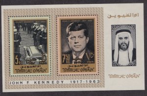 Umm Al Qiwain M# Block 2A, John F. Kennedy, Souvenir Sheet, NH