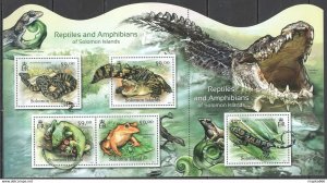 2012 Solomon Islands Reptiles & Amphibians Fauna #1471-1475 1Sh ** Ls014