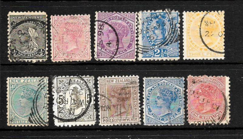 NEW ZEALAND 1882  2nd  SIDEFACE  QV  SET 10   FU  