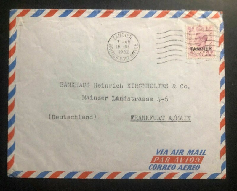 1952 Tangier Morocco British PO Airmail Commercial Cover to Frankfurt Germany