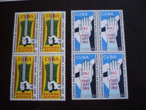 Stamps - Cuba - Scott# 663-665,C215-C218 - Mint Hinged Set of 7 Stamps in Blocks