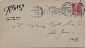 Klein's San Juan Puerto Rico Advertising corner #706 2c Washington Airmail 