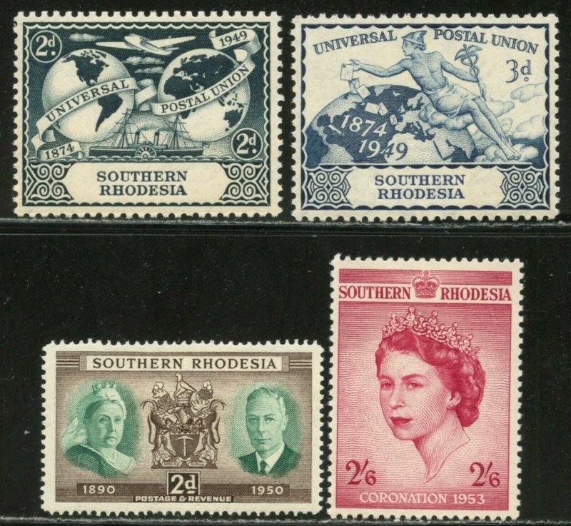 SOUTHERN RHODESIA Sc#71-73, 80 1949-53 Three Complete Sets OG Mint Hinged