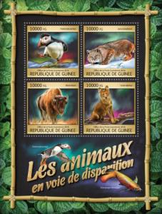 GUINEA - 2016 - Endangered Animals - Perf 4v Sheet - MNH