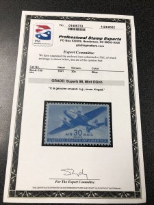 C30 Air Mail 30 cents Unused Mint Never Hinged Graded by PSE SUPERB 98 